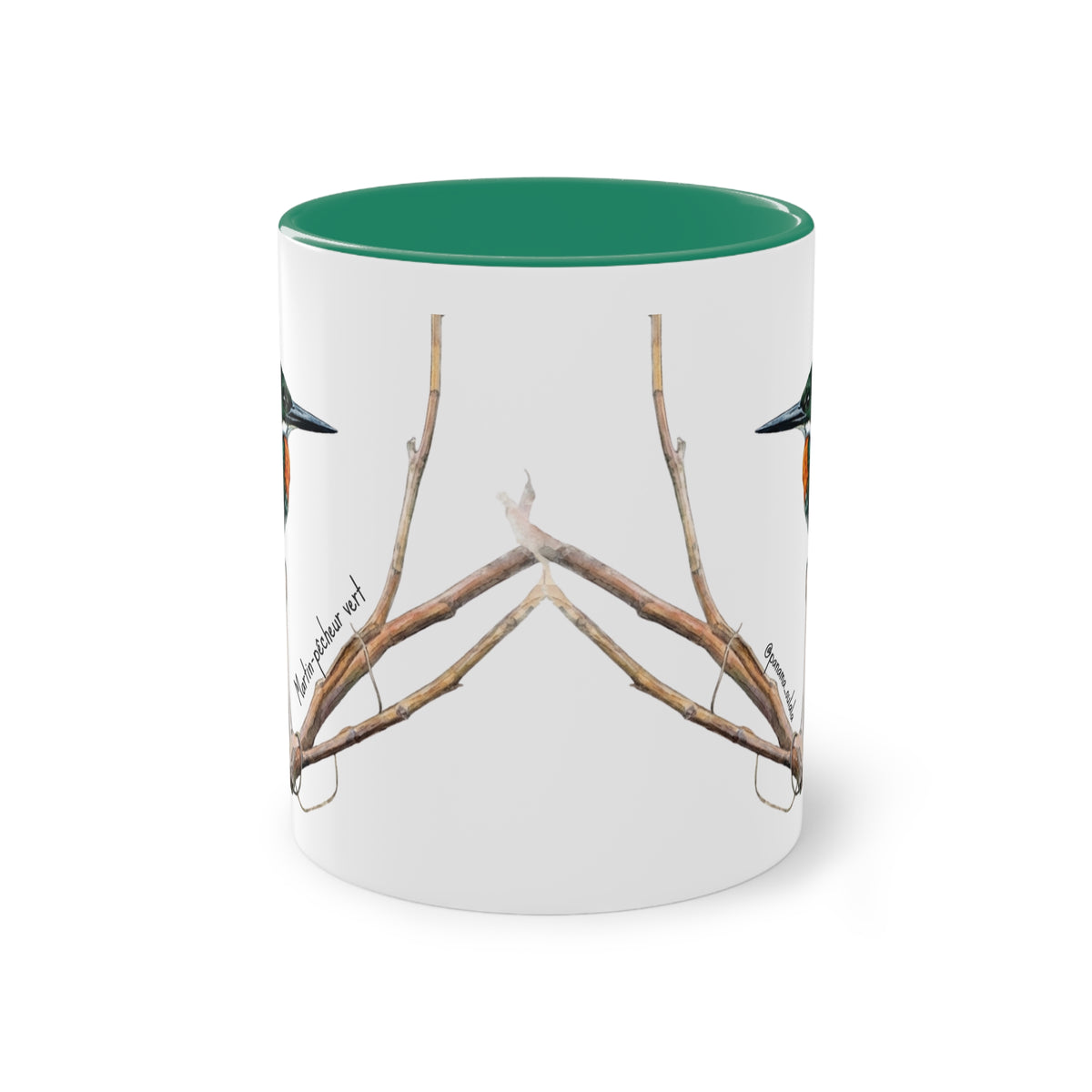 Copy of Tasse « Martin-pêcheur vert » – Mug céramique bicolore 325 ml, oiseau tropical du Panama, idée cadeau nature